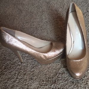 Gold glitter platform high heels